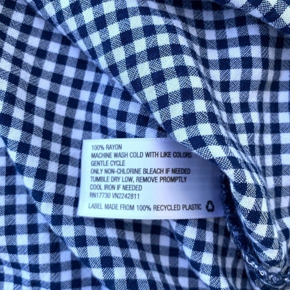 Mossimo Y2K Target Navy Blue Gingham Plaid Picnic Off the Shoulder Blouse Small - Picture 8 of 14